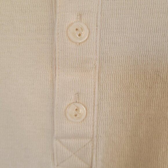 Alesbury Men's L Cream Waffle Knit Thermal Henley Shirt - Picture 3 of 4